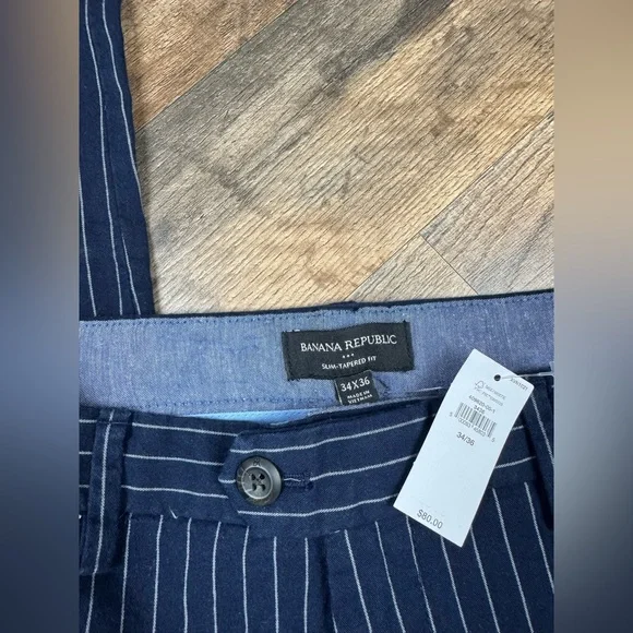 Banana Republic Men's Blue Pinstripe Dress Pants NWT - Picture 2 of 3